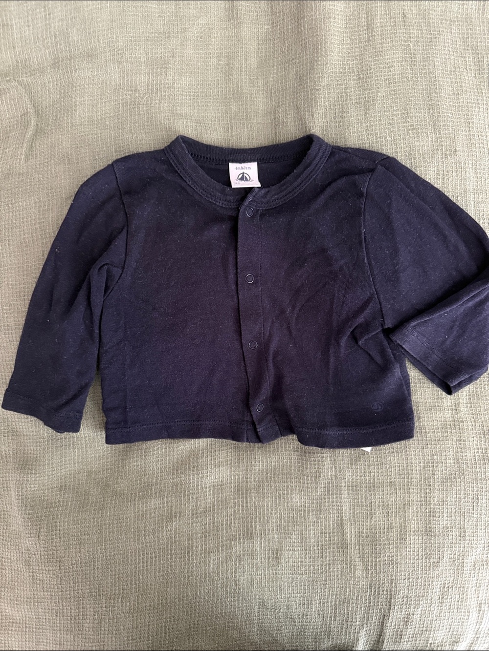 Petit Bateau Navy Long Sleeve Button-Front Shirt